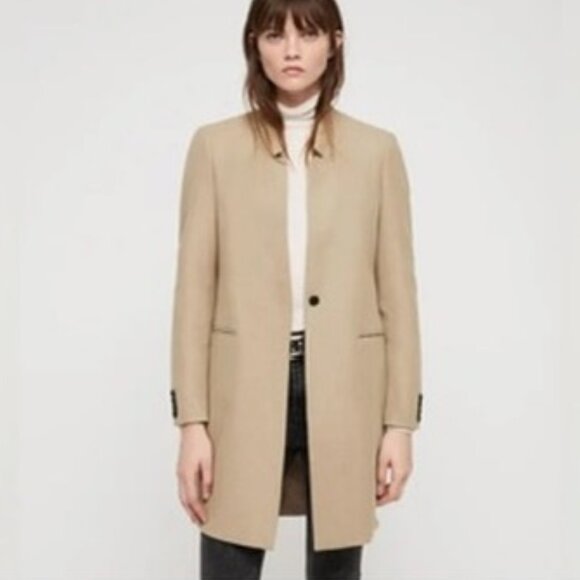ALL SAINTS Lyla Camel Tan Wool Blend Coat Sz 8 - Picture 1 of 15